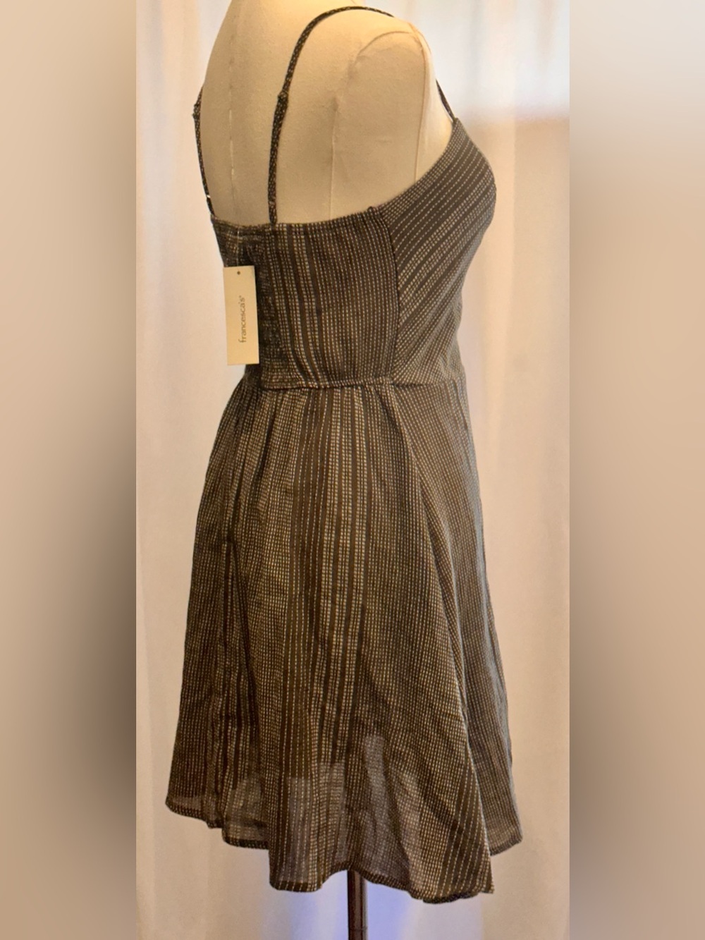 Francesca's Olive Green Cotton Cami Dress NWT Size Small Adjustable Straps - Picture 8 of 10